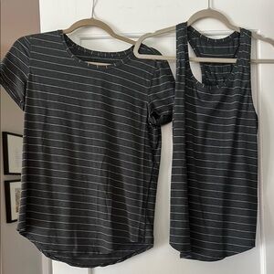 Striped Grey and White T-Shirt and Tank Top Set Lululemon